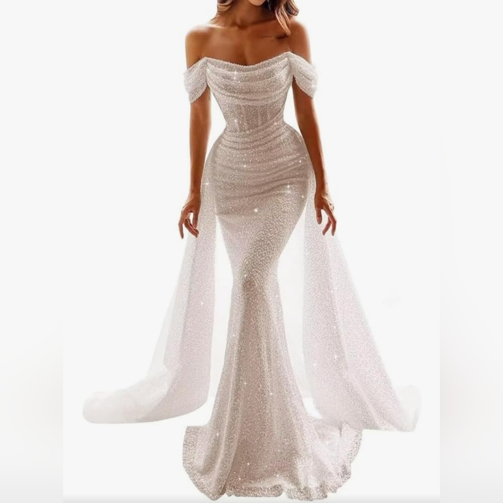 Elegant White Off-Shoulder Gown